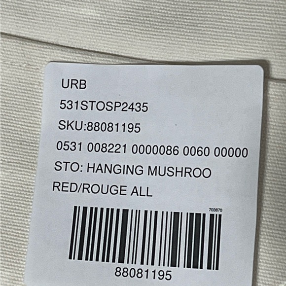 Urban Outfitters UO HOME Red & White Mushroom Shaped Hanging Decor NEW NWT - Picture 2 of 4